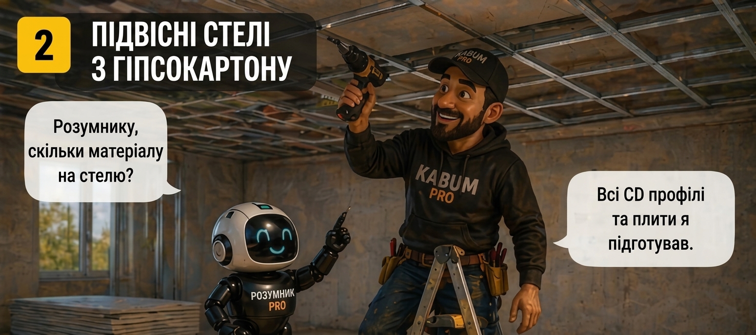 Підвісні стелі з гіпсокартону